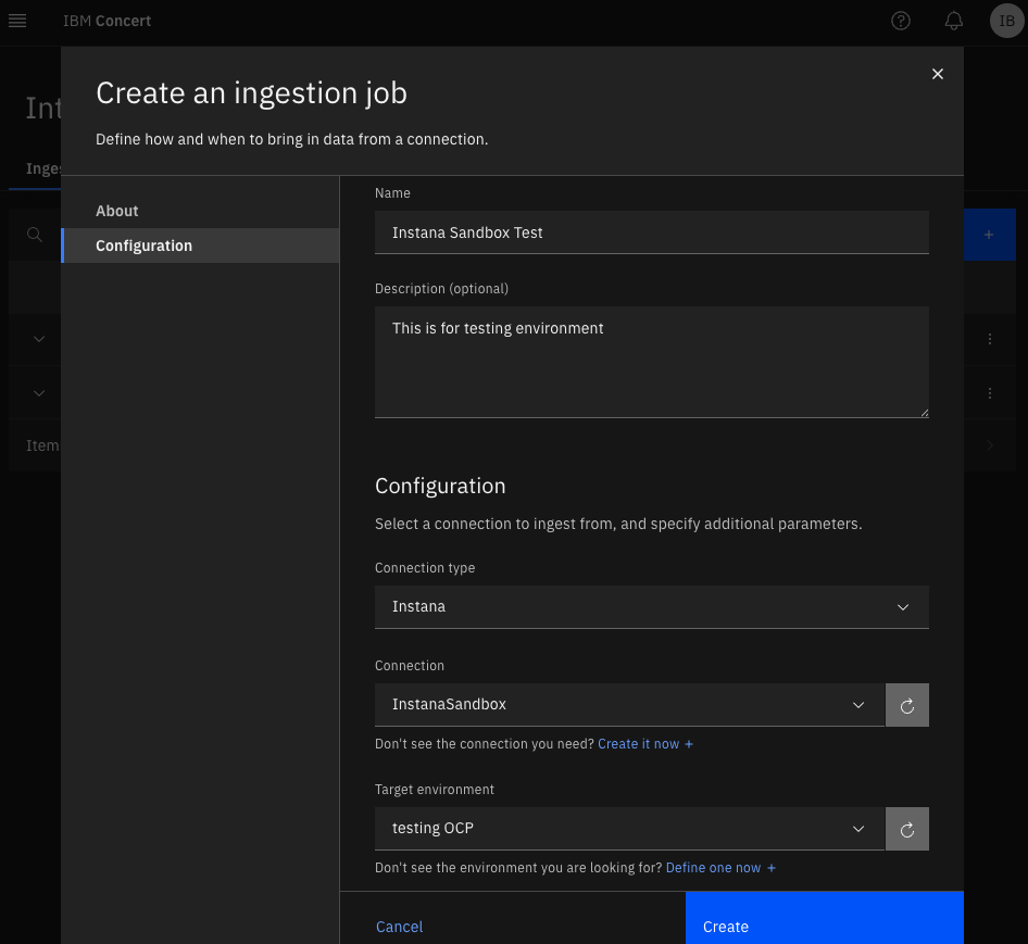Creating Instana ingesting job