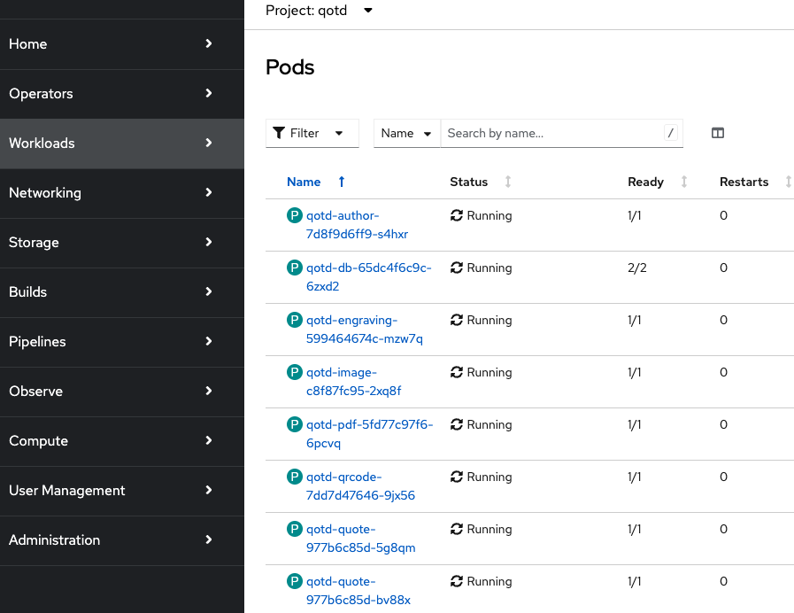 QOTD on OpenShift