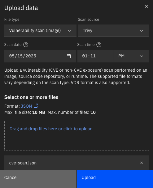 Upload CVE data