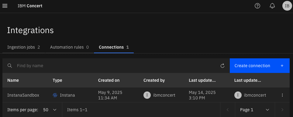 Instana Connection on Concert